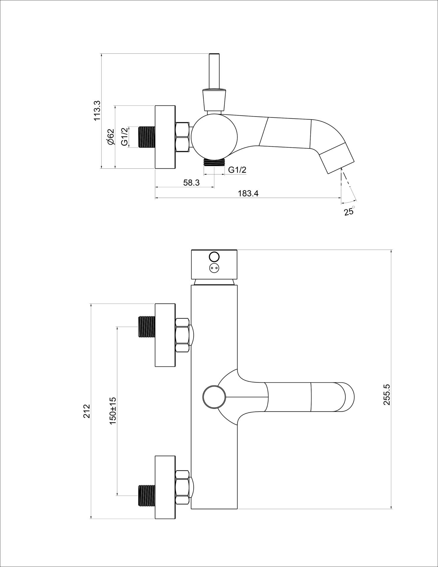 Схема товара Смеситель для ванны PL3287