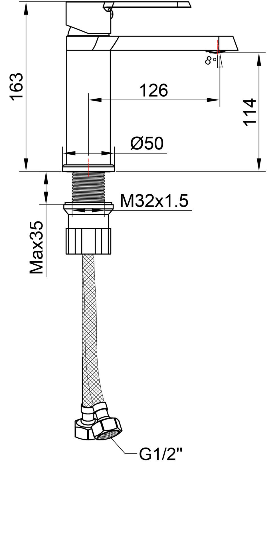 Схема товара Смеситель для раковины PL10108