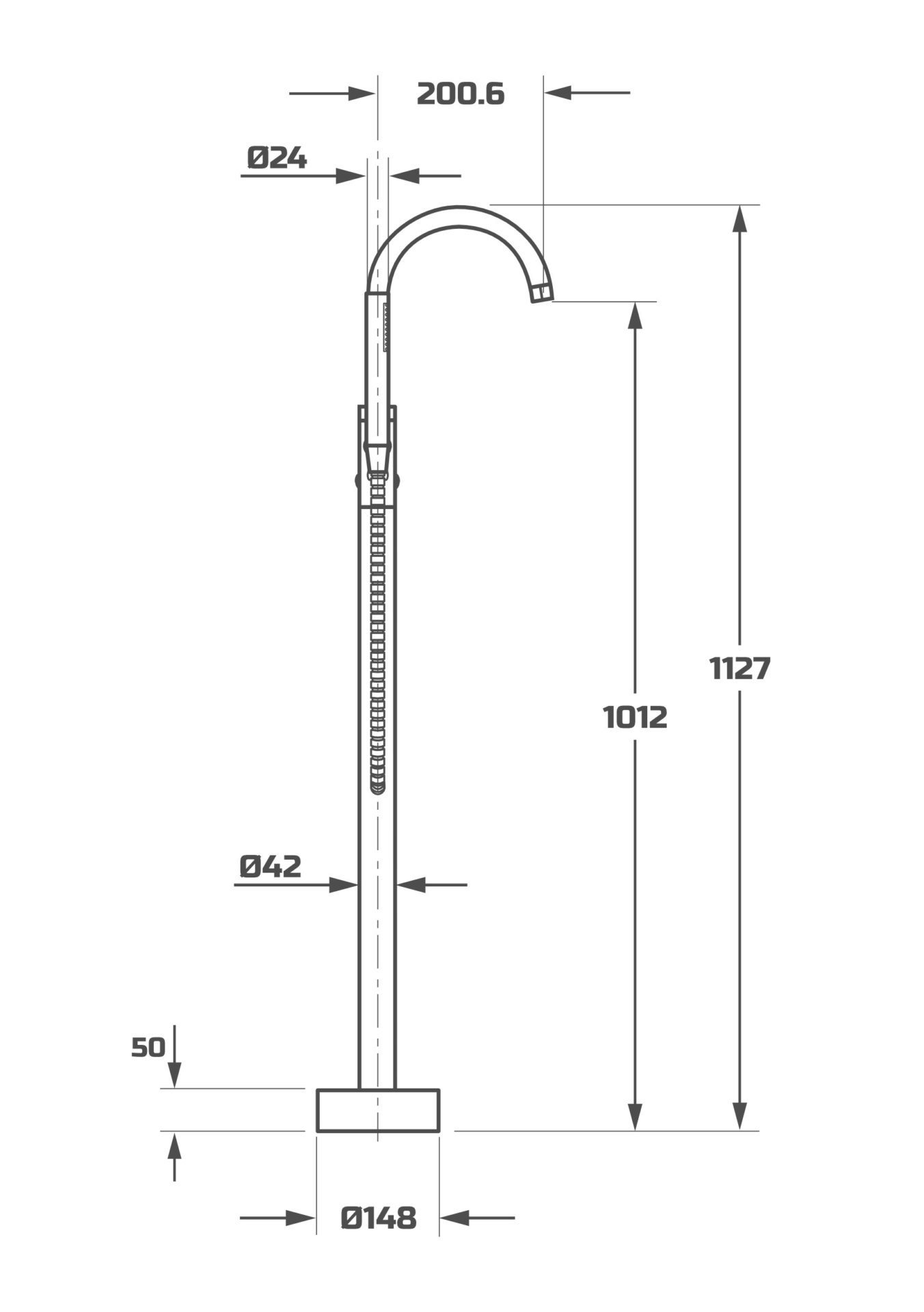 Схема товара Напольный смеситель для ванны PL3087