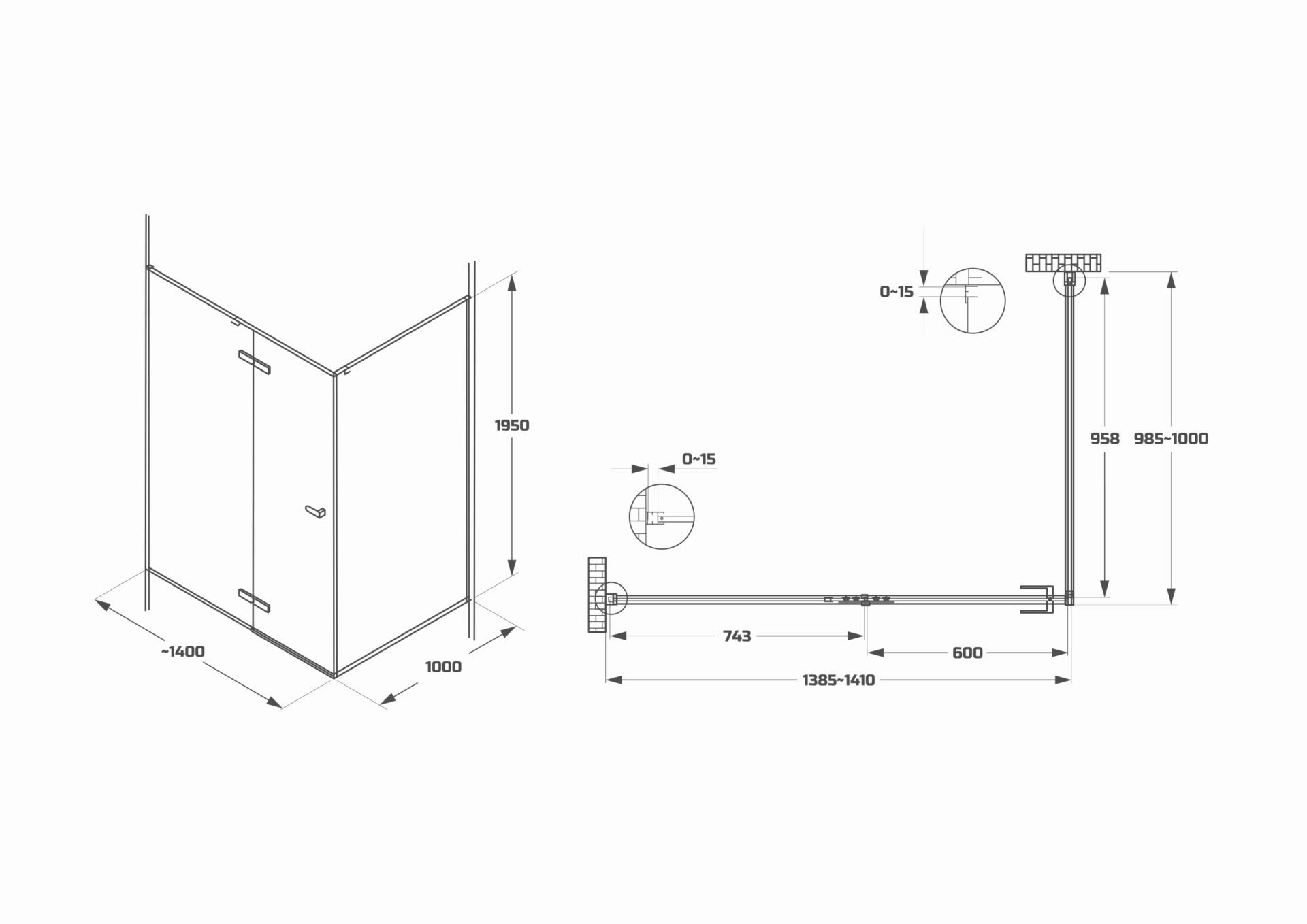 Схема товара Душевой уголок PL-SE101ACL Corner (100*100)