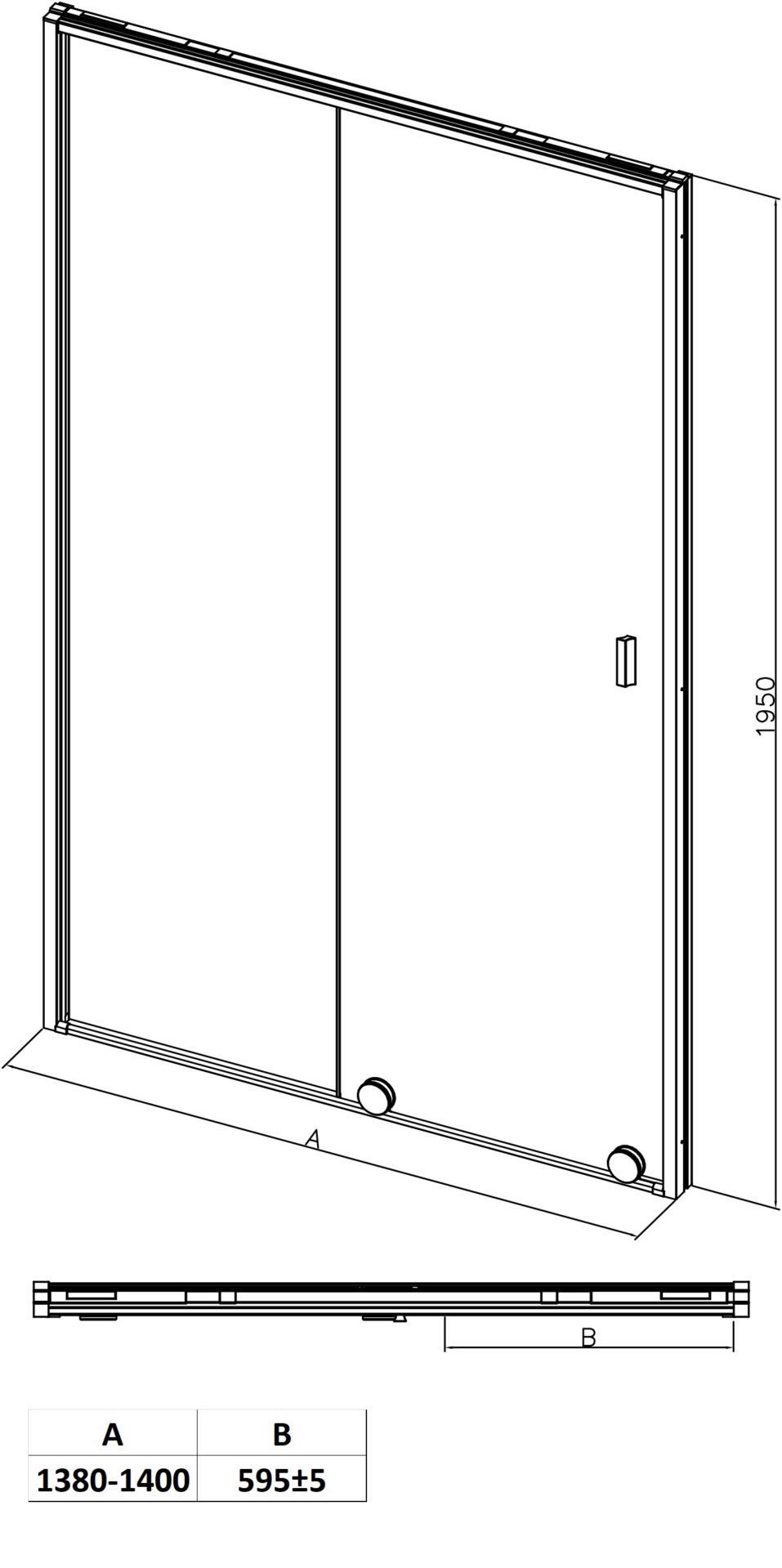 Схема товара Душевая дверь PL-SE104ACL-1 (140)