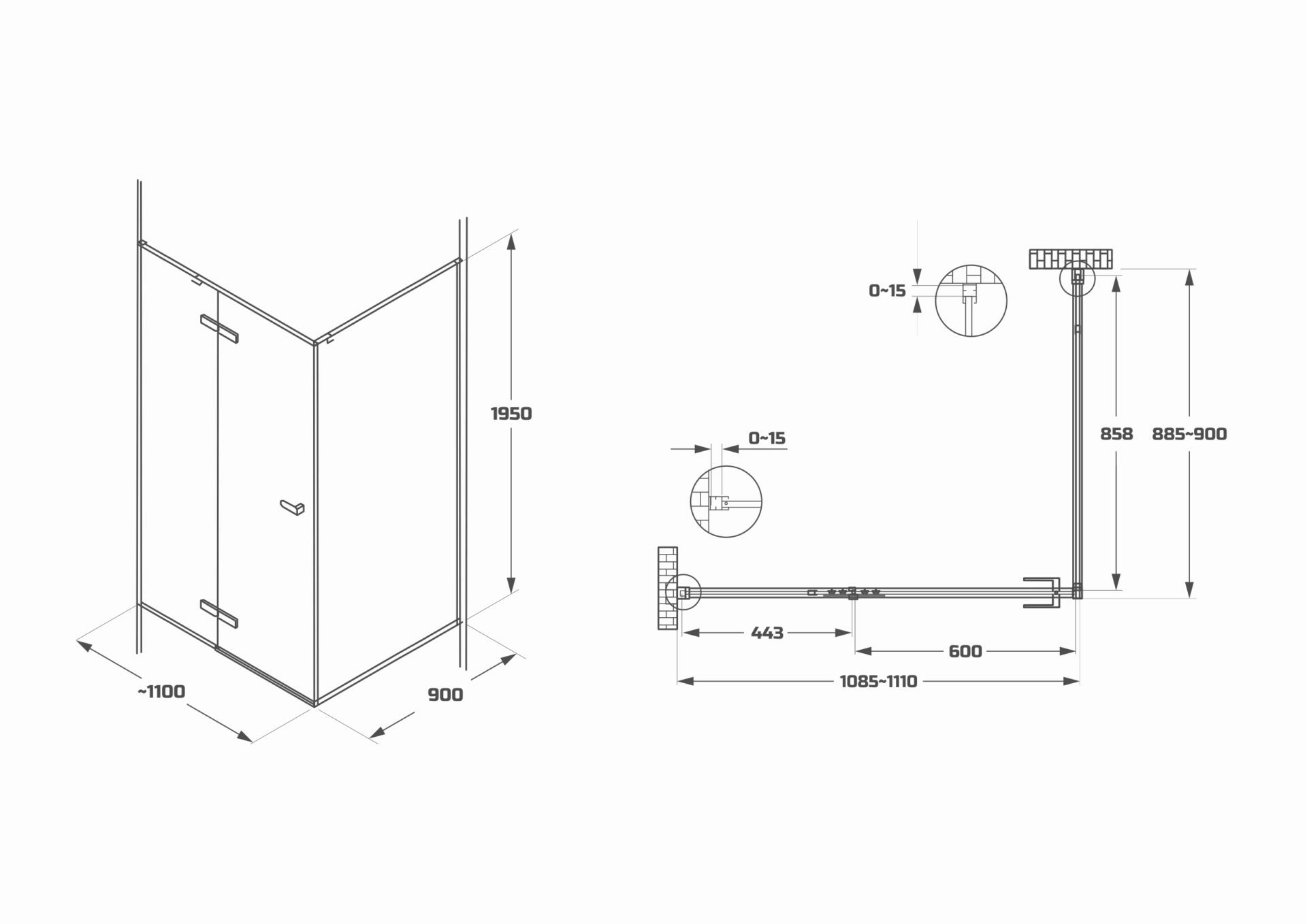 Схема товара Душевой уголок PL-SE101ACL Corner (100*100)