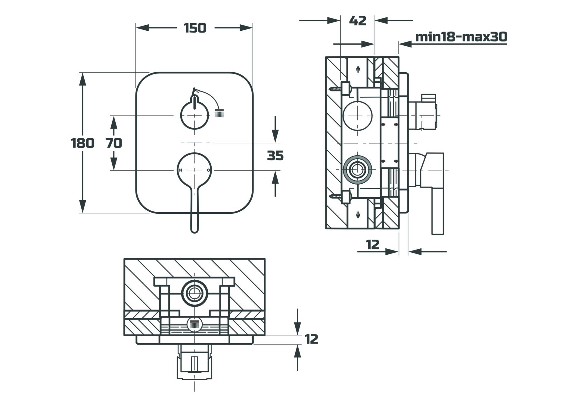 Схема товара Душевая система встраиваемая с лицевой панелью PL84106