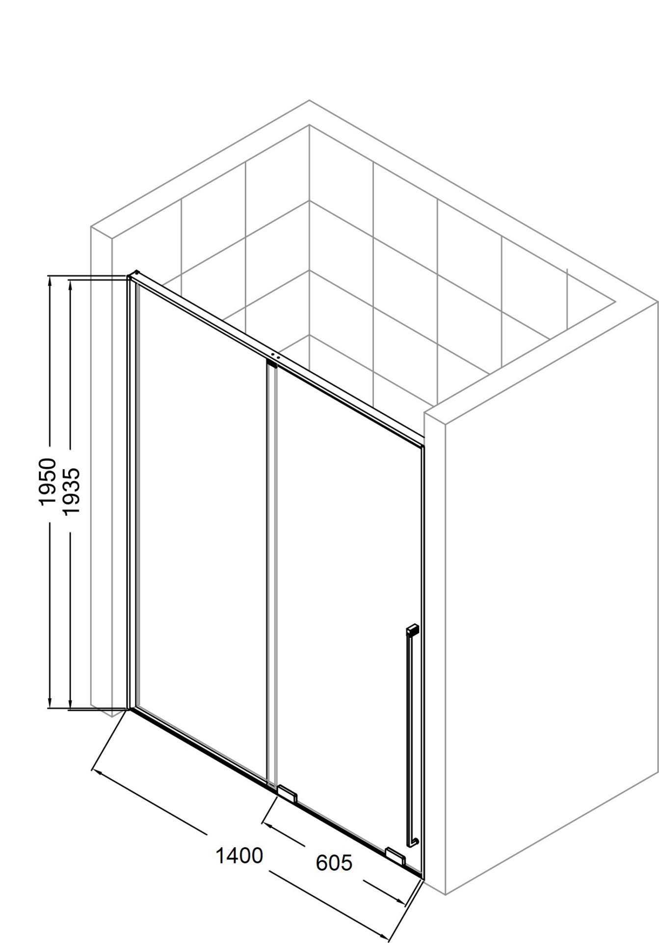 Схема товара Душевая дверь PL-SE101SSCL-26 (120)