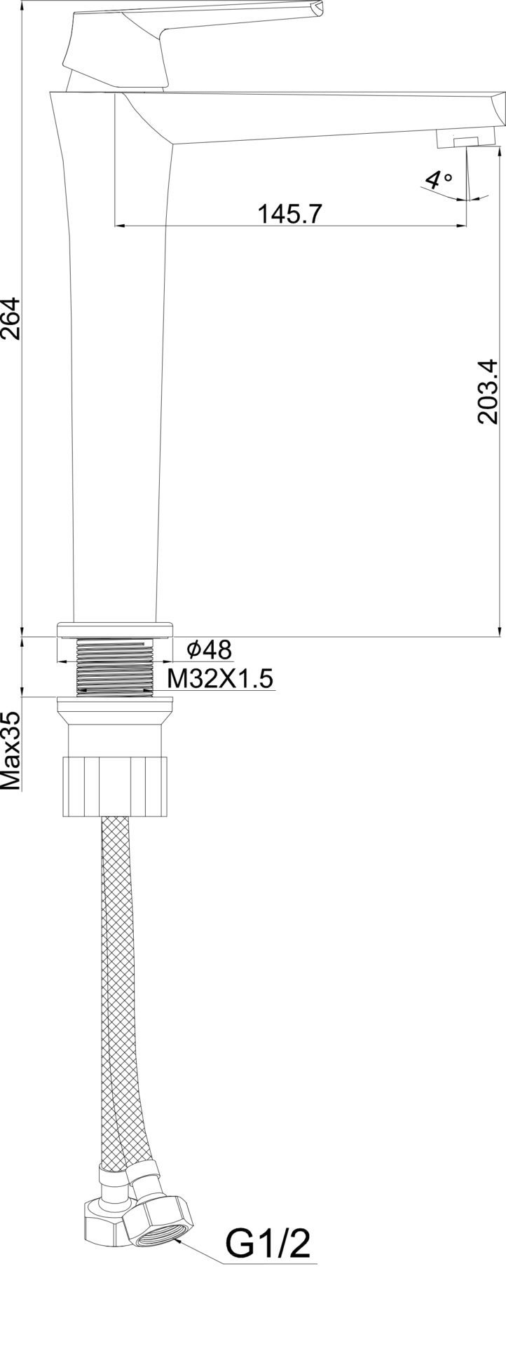 Схема товара Смеситель для раковины PL1185
