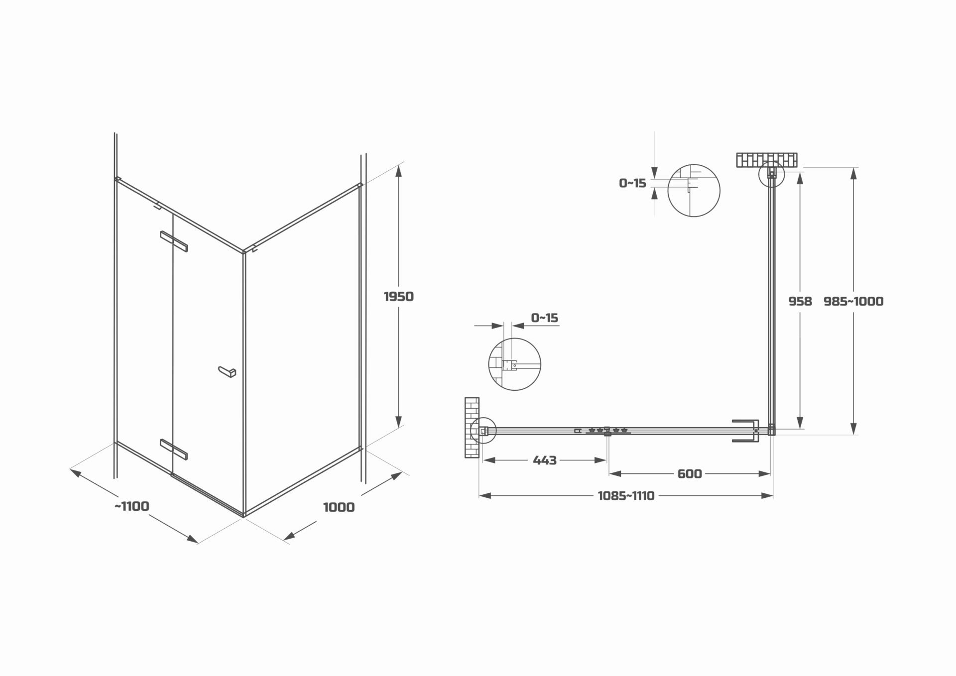 Схема товара Душевой уголок PL-SE101ACL Corner (100*100)