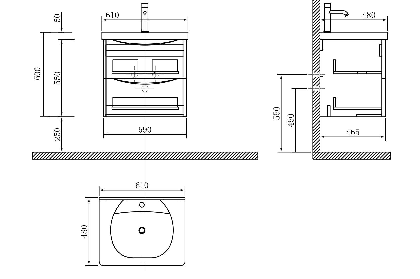 Схема товара Тумба с раковиной MILAGRO-1000-base