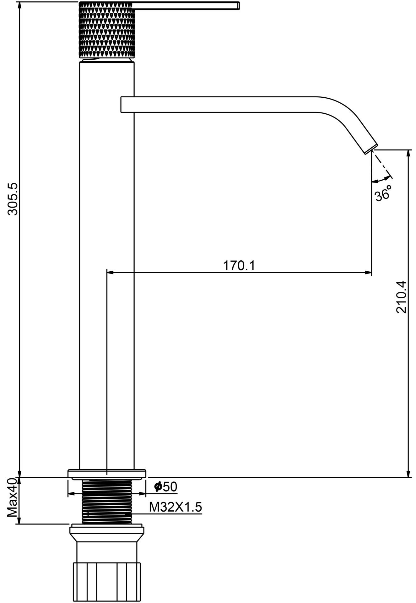 Схема товара Смеситель для раковины PL1184