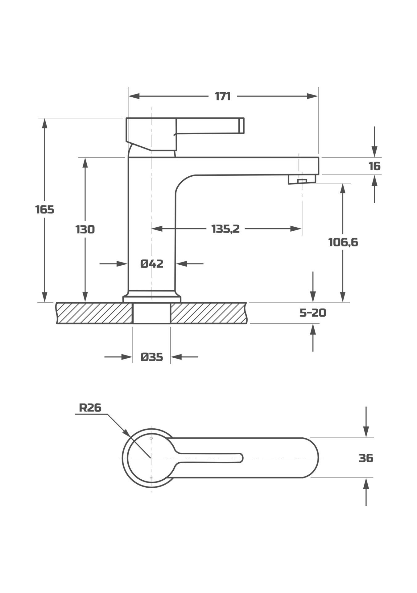Схема товара Смеситель для раковины PL10106.1