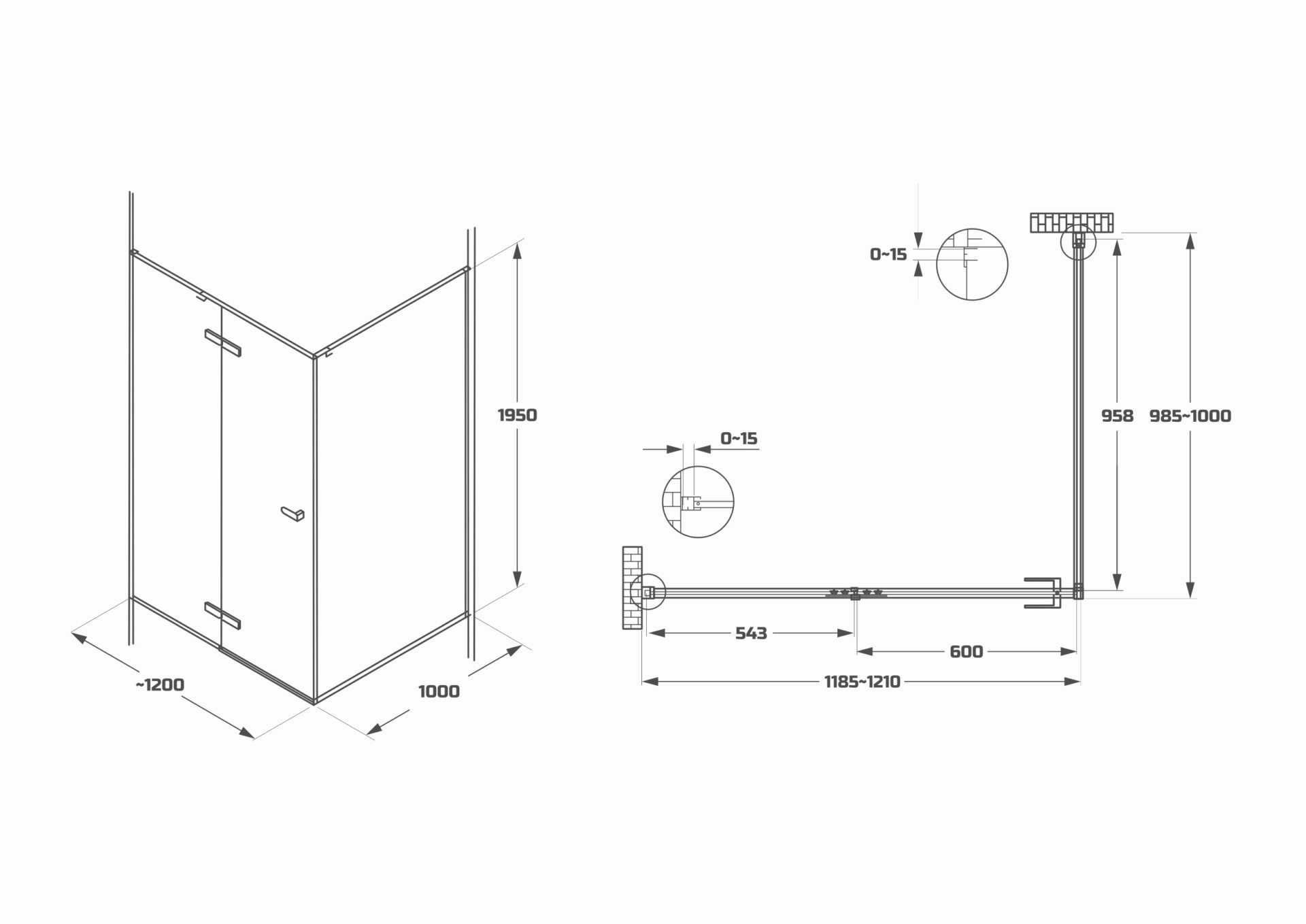 Схема товара Душевой уголок PL-SE101ACL Corner (100*100)