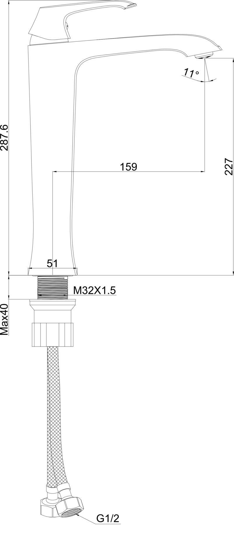 Схема товара Смеситель для раковины PL1188