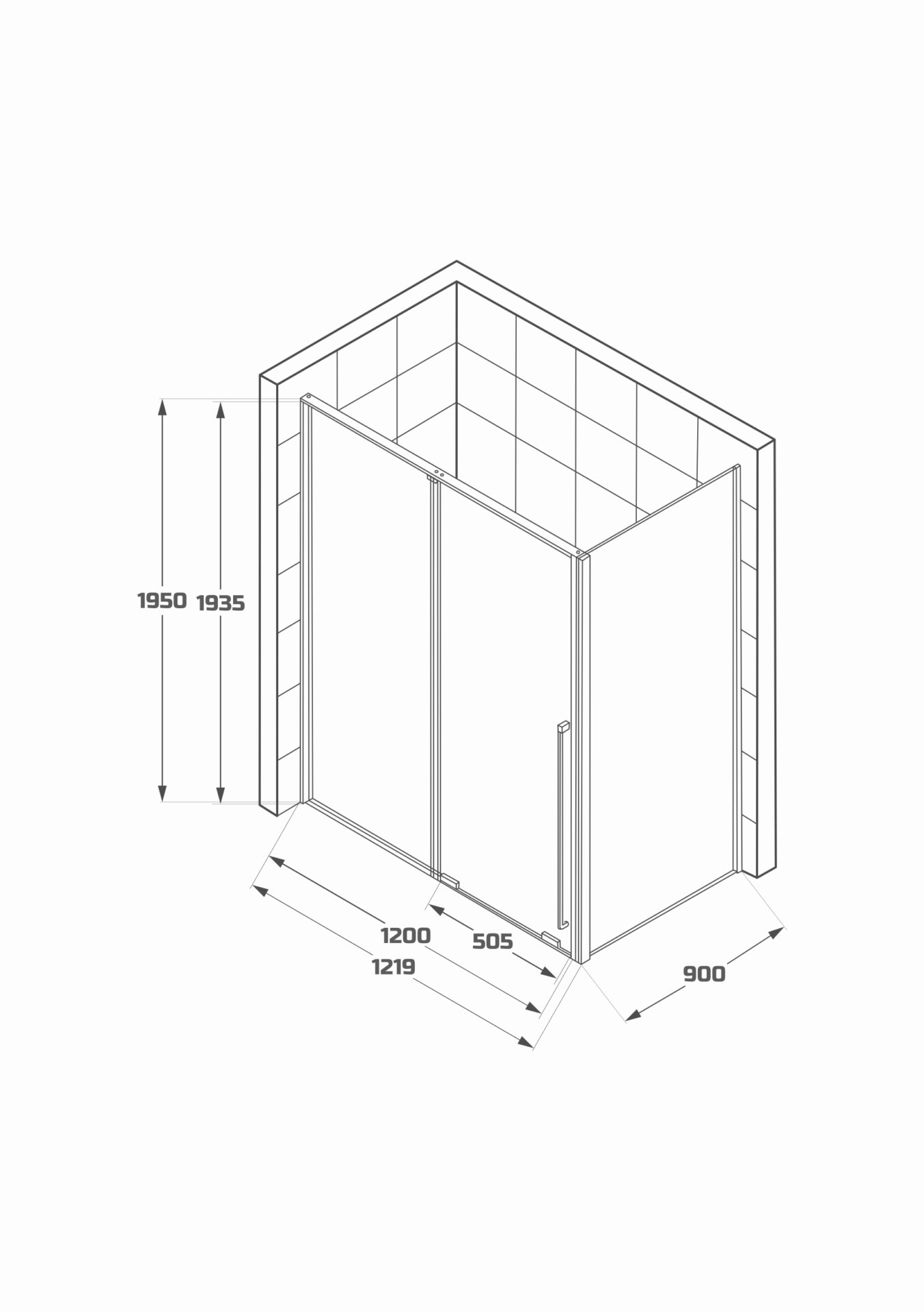 Схема товара Душевой уголок PL-SE101SSCL Corner (120*100)