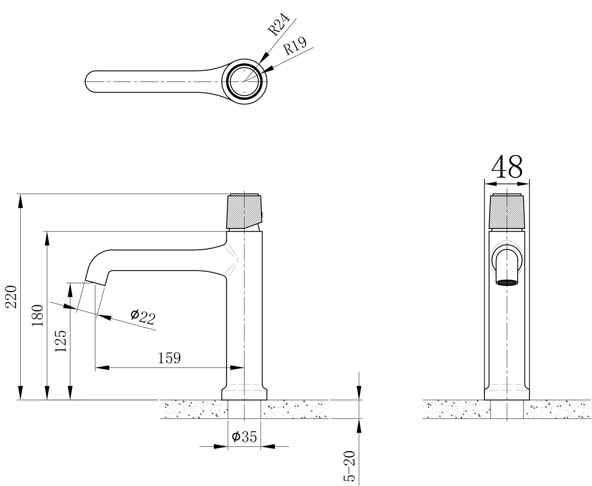 Схема товара Смеситель для раковины PL10112