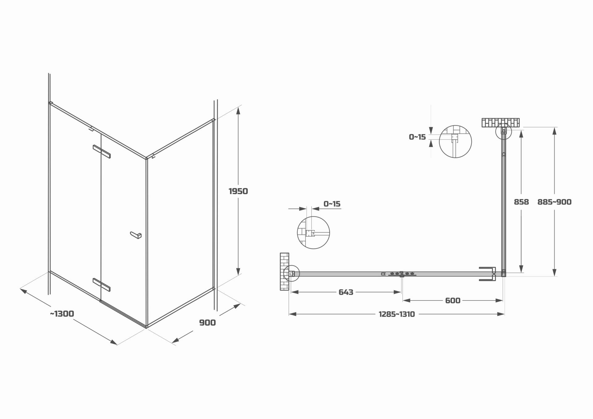 Схема товара Душевой уголок PL-SE101ACL Corner (100*100)