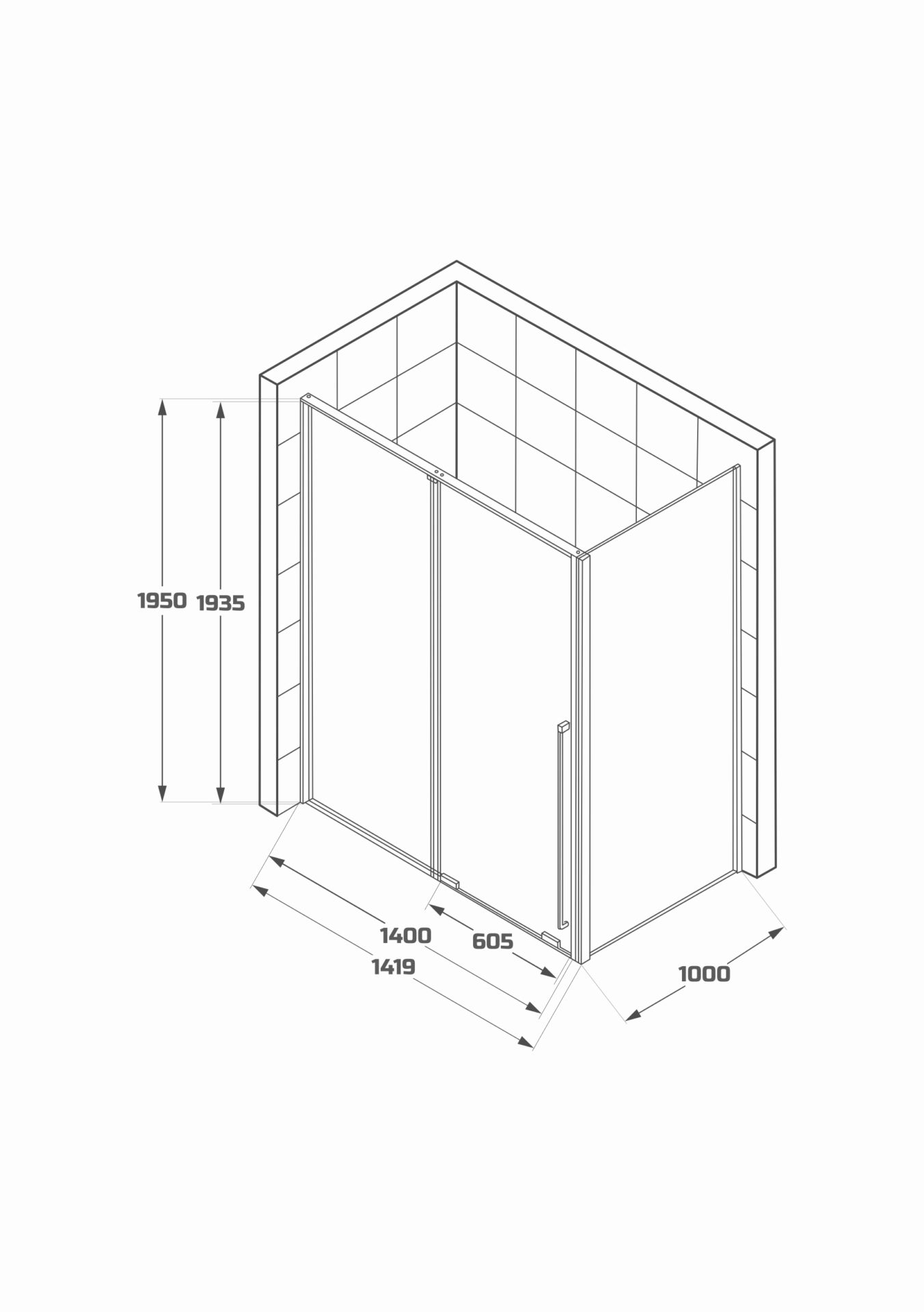 Схема товара Душевой уголок PL-SE101SSCL Corner (120*100)