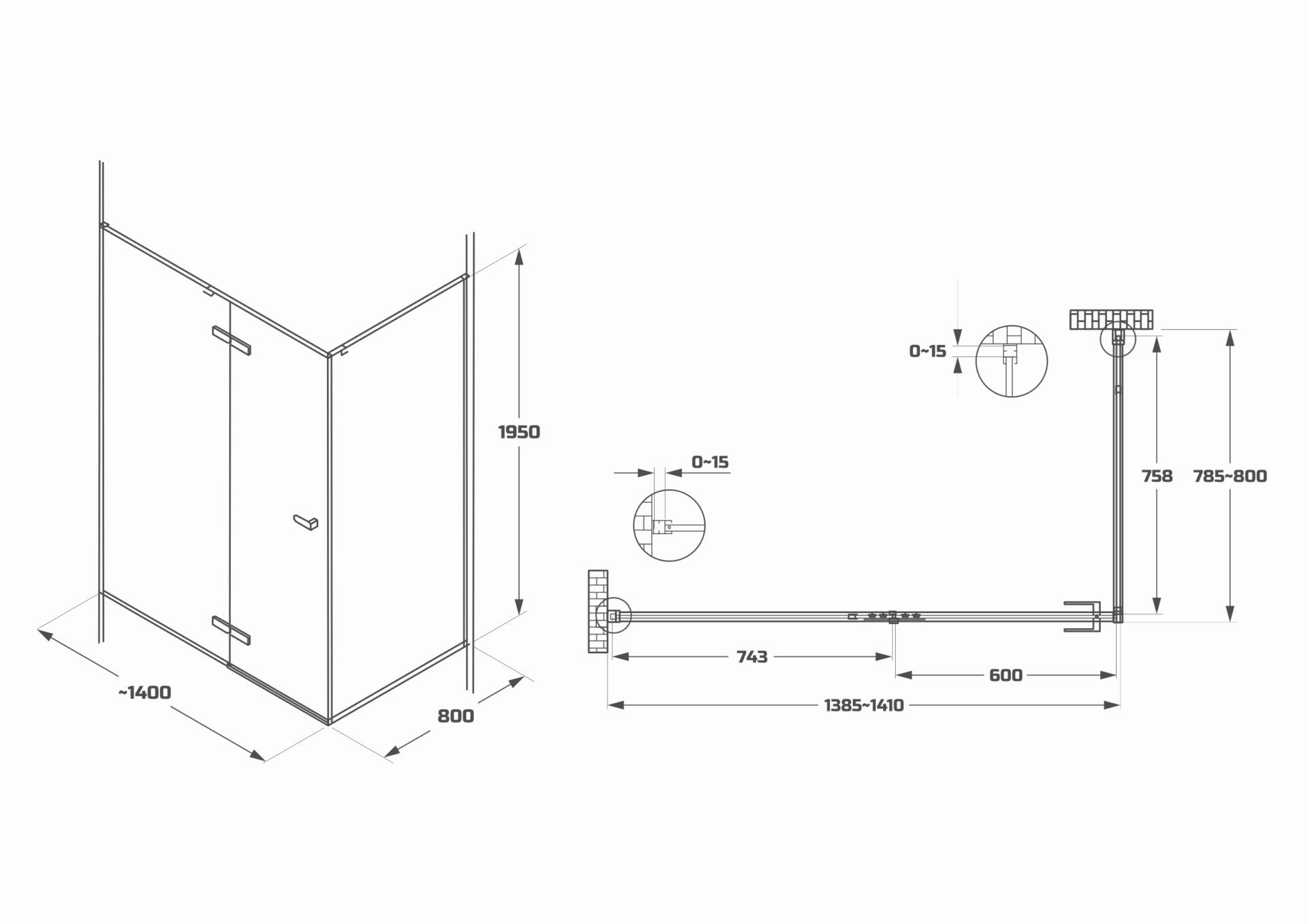 Схема товара Душевой уголок PL-SE101AFF-9 Corner (100*100)
