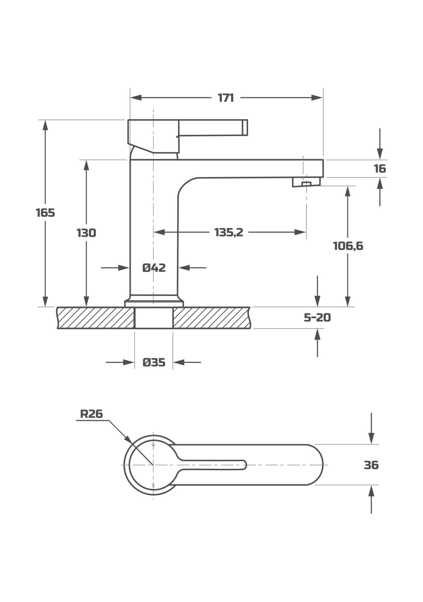 Схема товара Смеситель для раковины PL10106.1