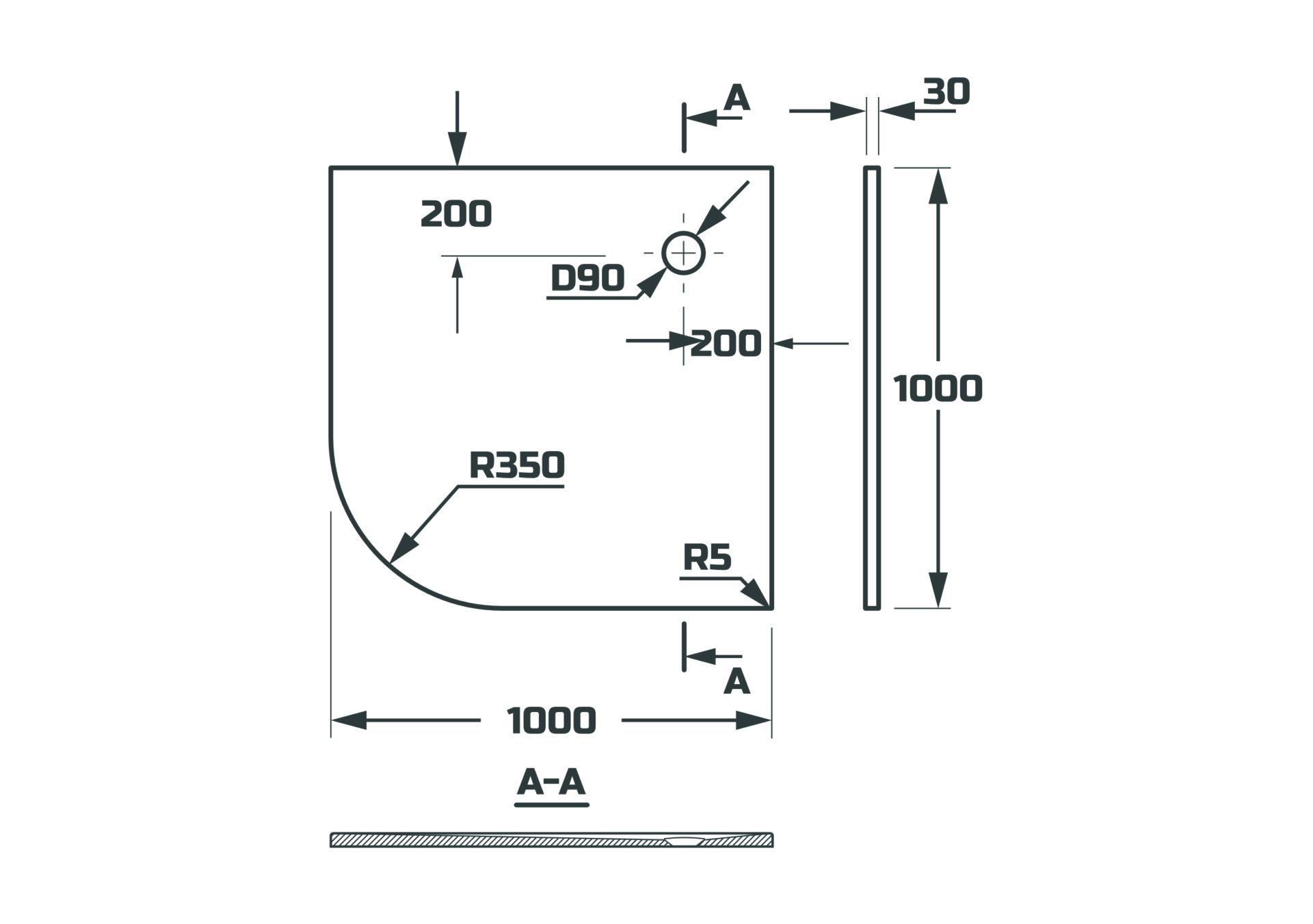 Схема товара Душевой поддон PL-ST403-8 (0,9х0,9)