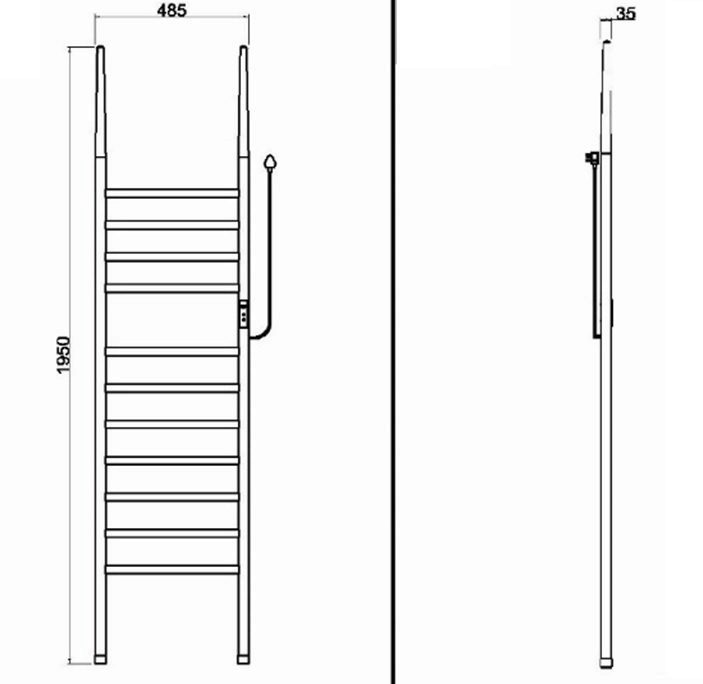 Схема товара Полотенцесушитель PL-TRE06-48-11-3/L