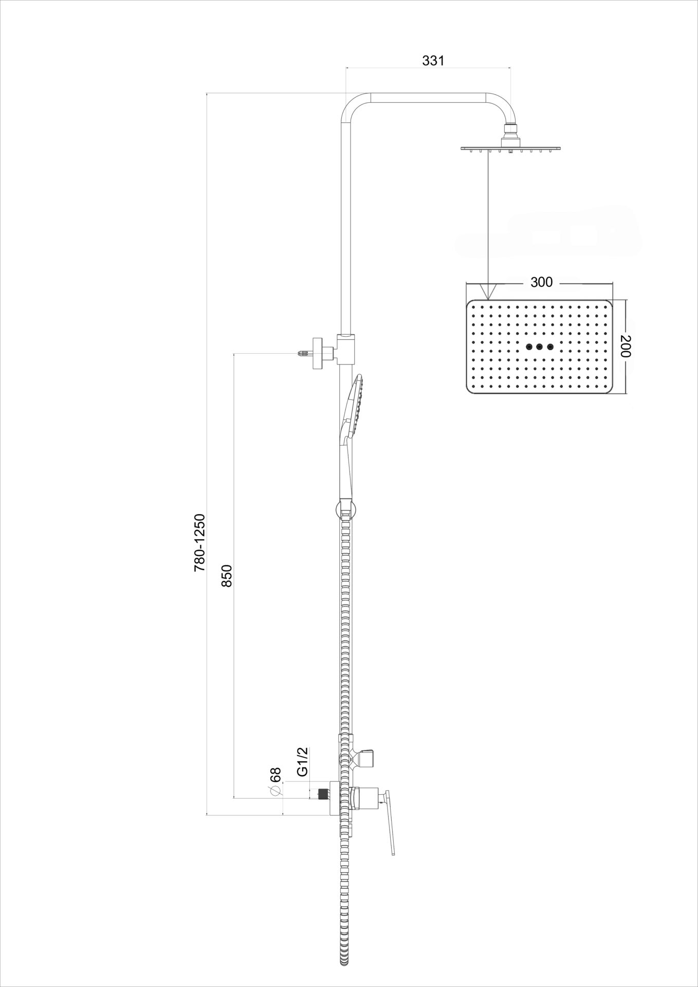 Схема товара Душевая система PL2496