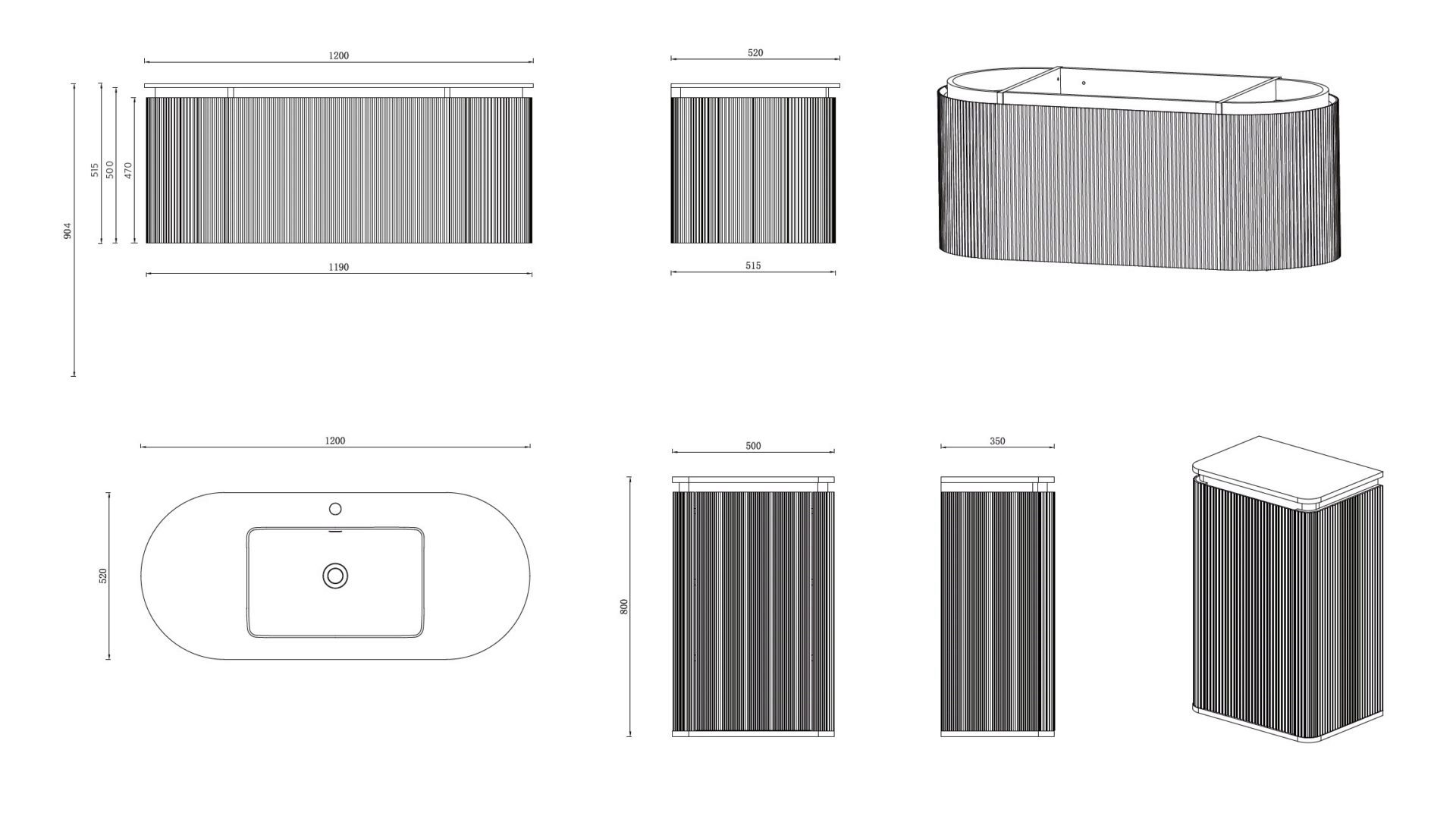 Схема товара Комплект мебели для ванной комнаты MARAVILLOSO-120-LWD