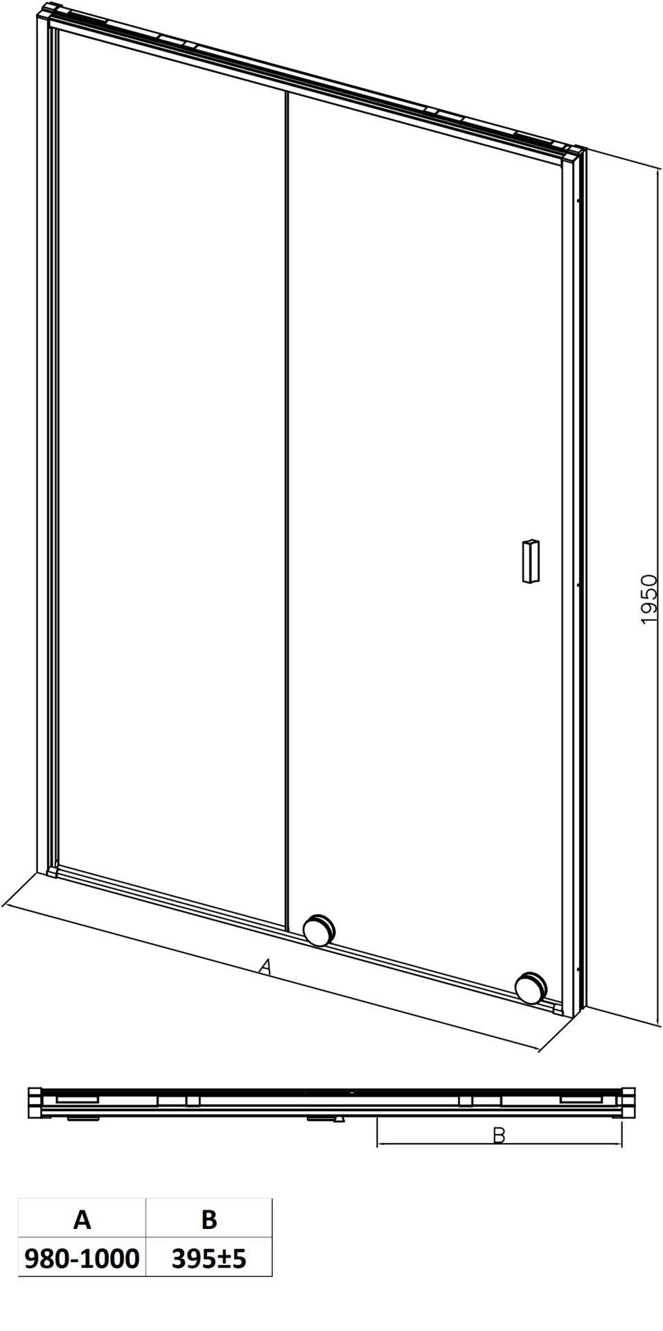 Схема товара Душевая дверь PL-SE104ACL-1 (140)