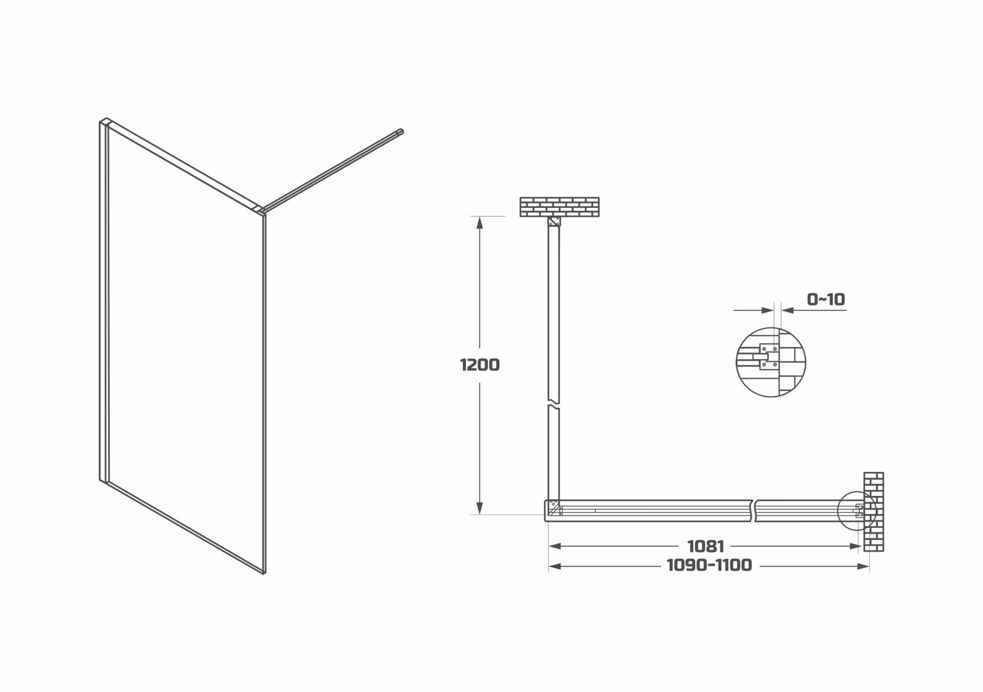 Схема товара Душевая перегородка PL-SE301ACL (100)