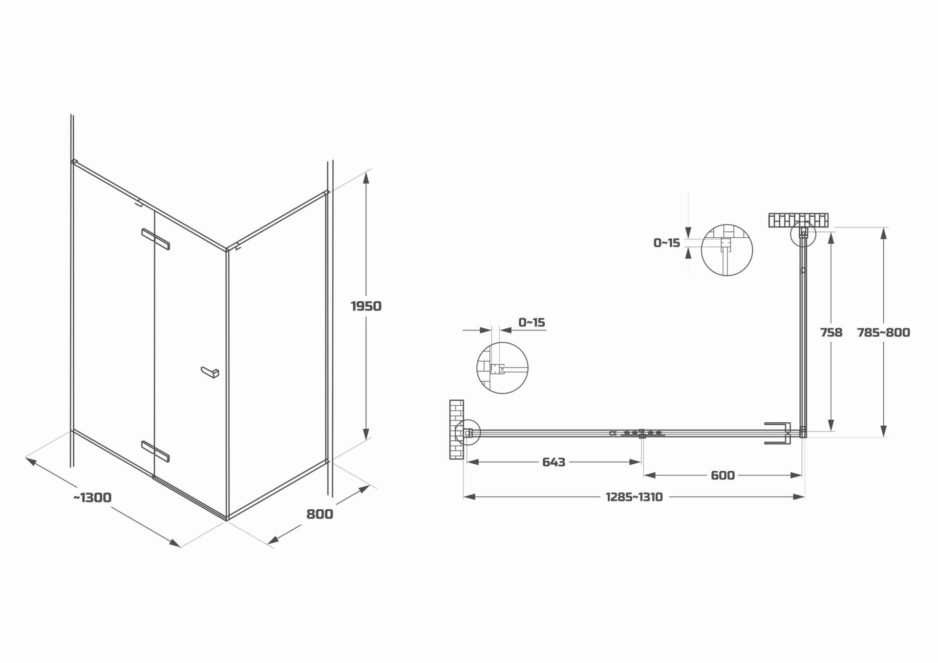 Схема товара Душевой уголок PL-SE101ACL Corner (100*100)