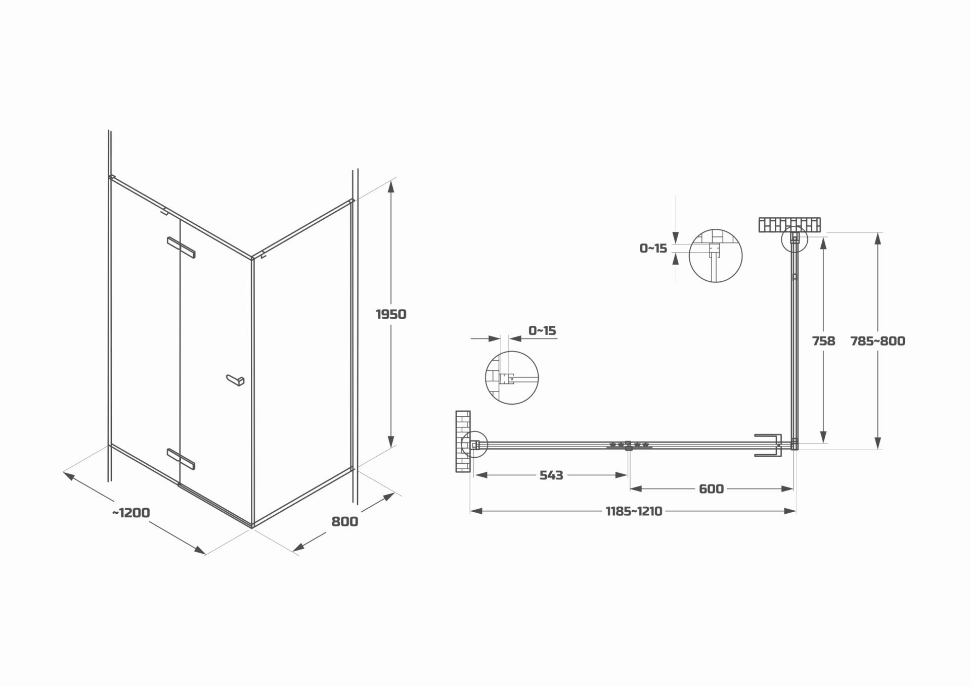 Схема товара Душевой уголок PL-SE101ACL Corner (100*100)