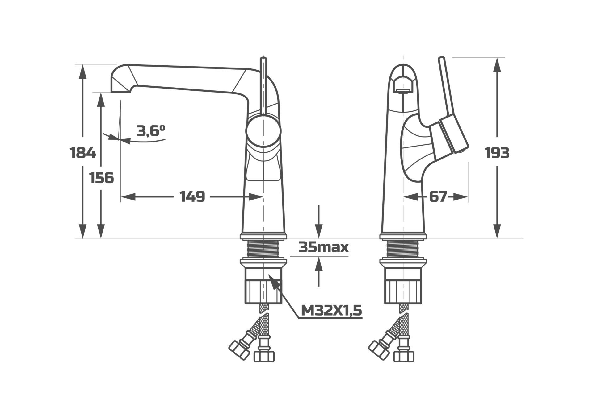 Схема товара Смеситель для раковины PL1094