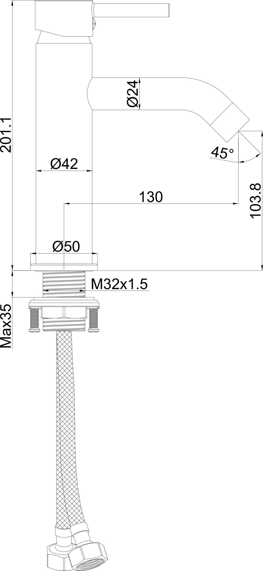 Схема товара Смеситель для раковины PL1087-8