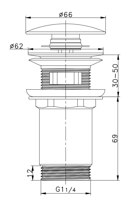 Схема товара Донный клапан с переливом PL61
