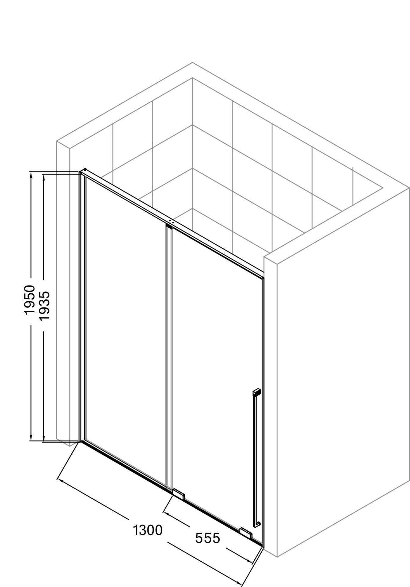 Схема товара Душевая дверь PL-SE101SSCL-26 (120)
