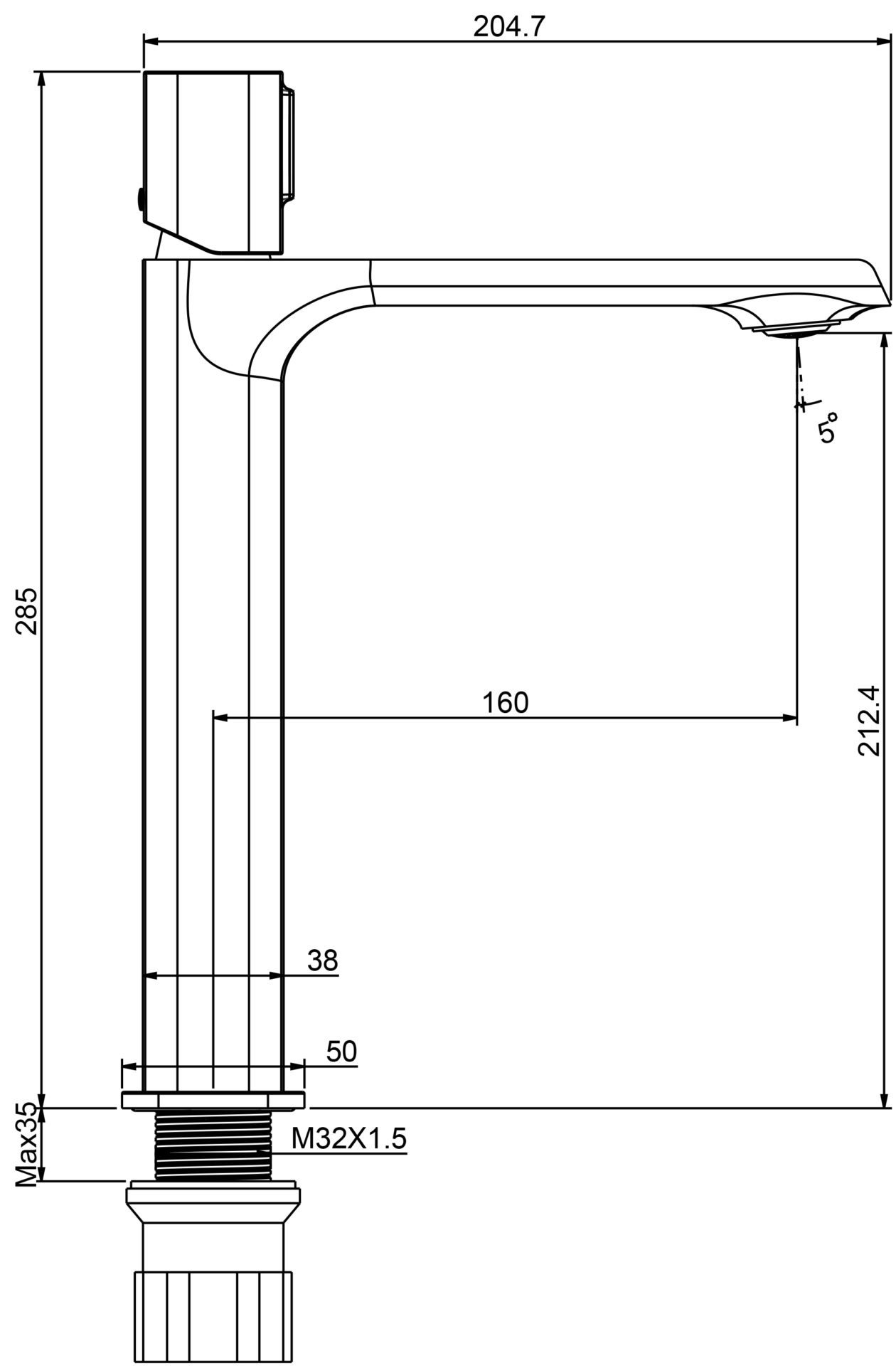 Схема товара Смеситель для раковины PL1189