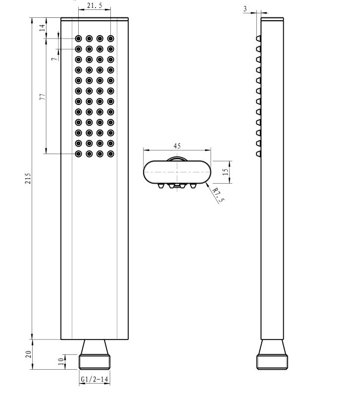 Схема товара Душевая лейка PL004
