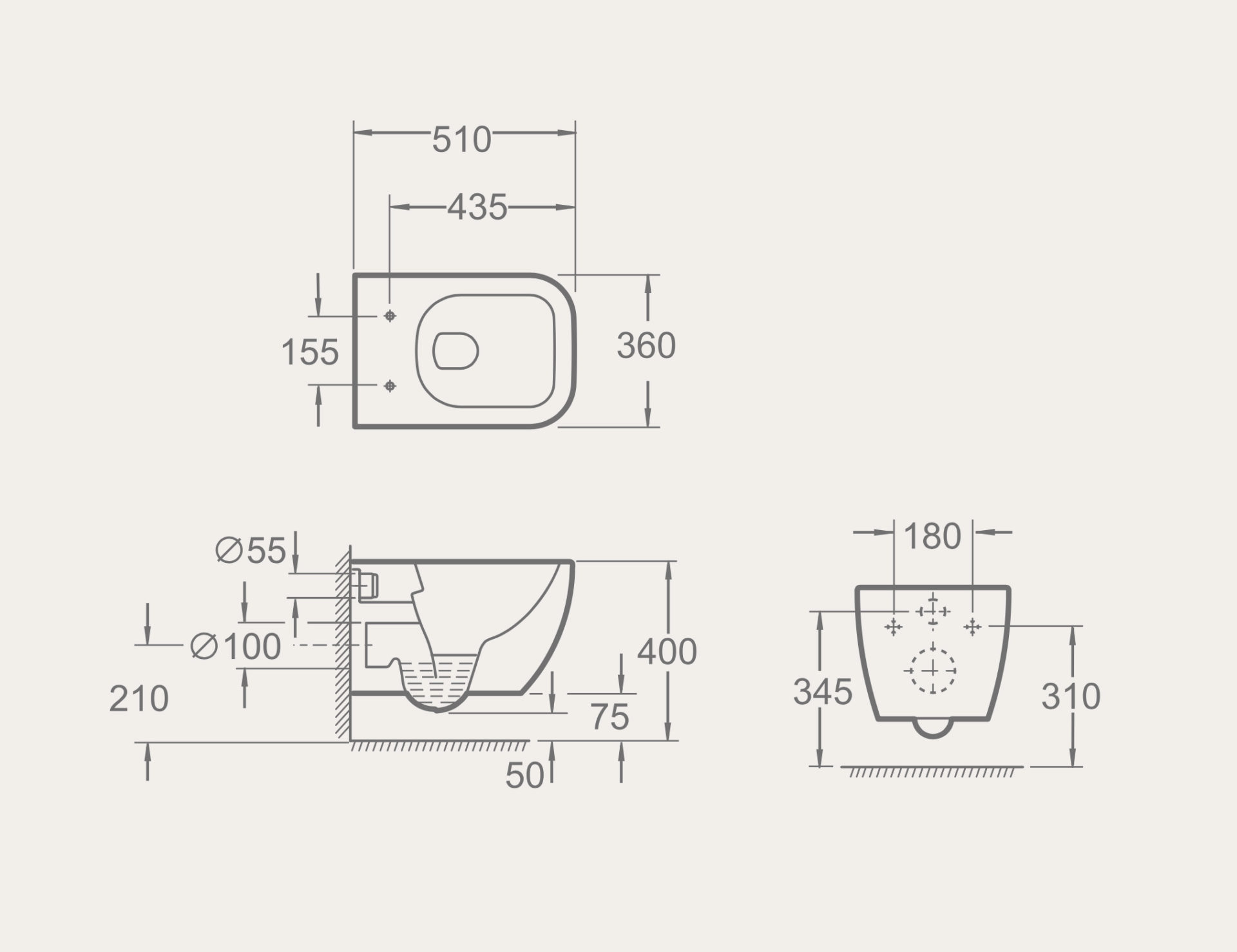 Схема товара Подвесной унитаз PL-TOW-R03-18(WC)