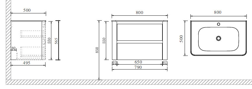 Схема товара Тумба с раковиной PL-MCSK18-100BG