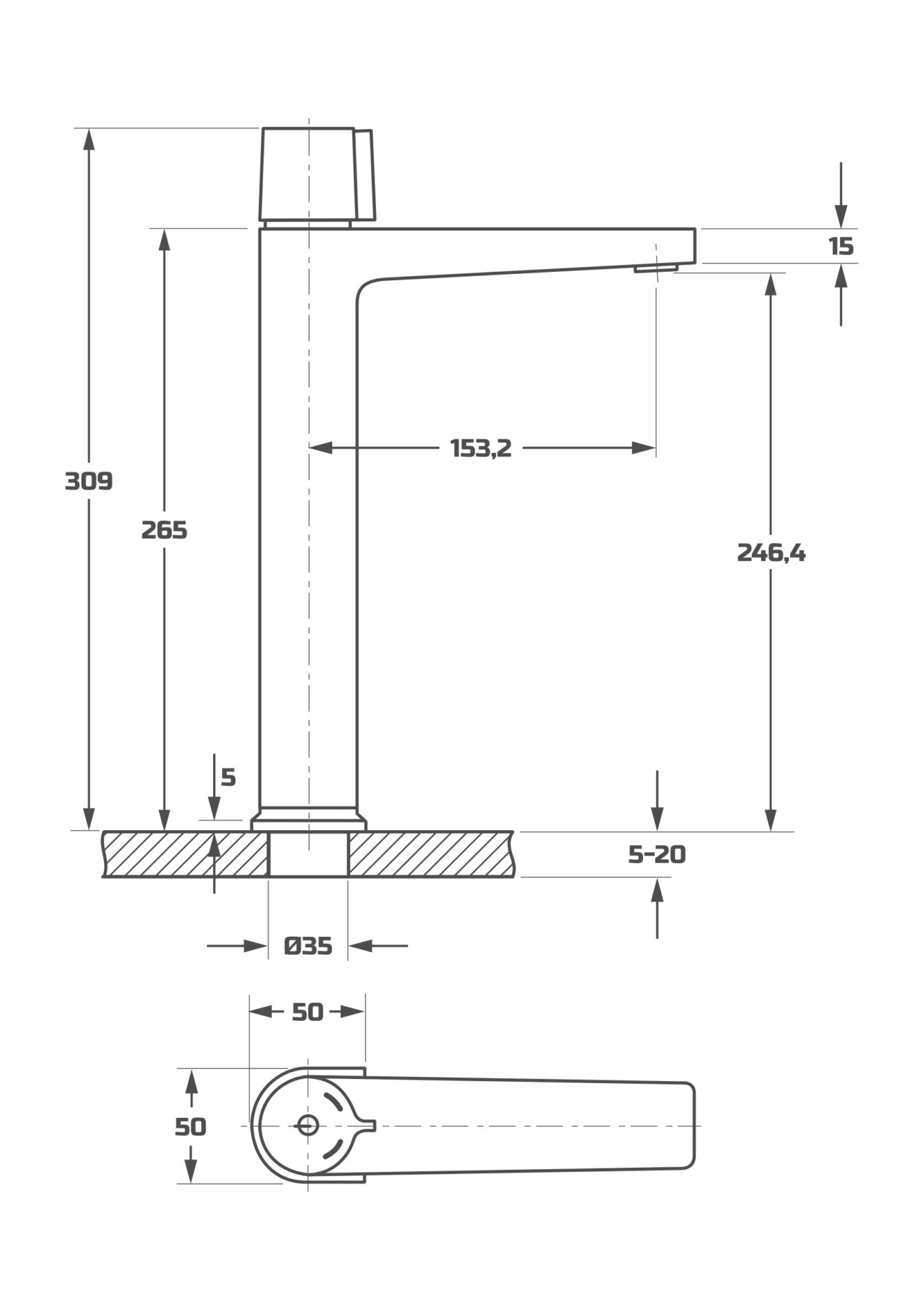 Схема товара Смеситель для раковины PL11101