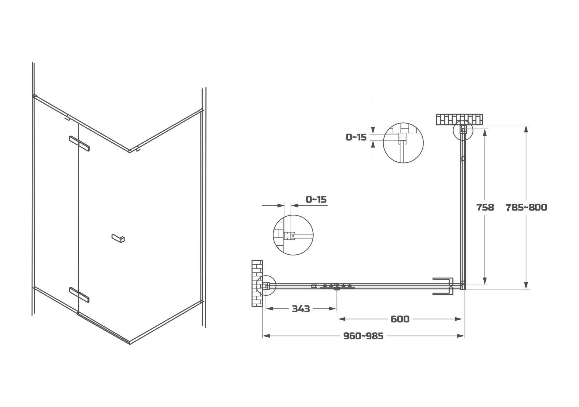 Схема товара Боковая стенка душевого ограждения PL-SE201ACL-6 (90)
