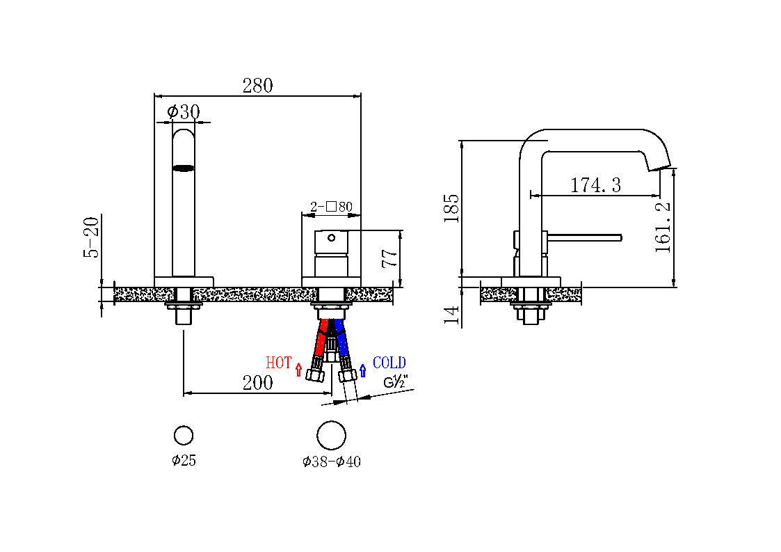 Схема товара Смеситель для раковины встраиваемый PL13101.1