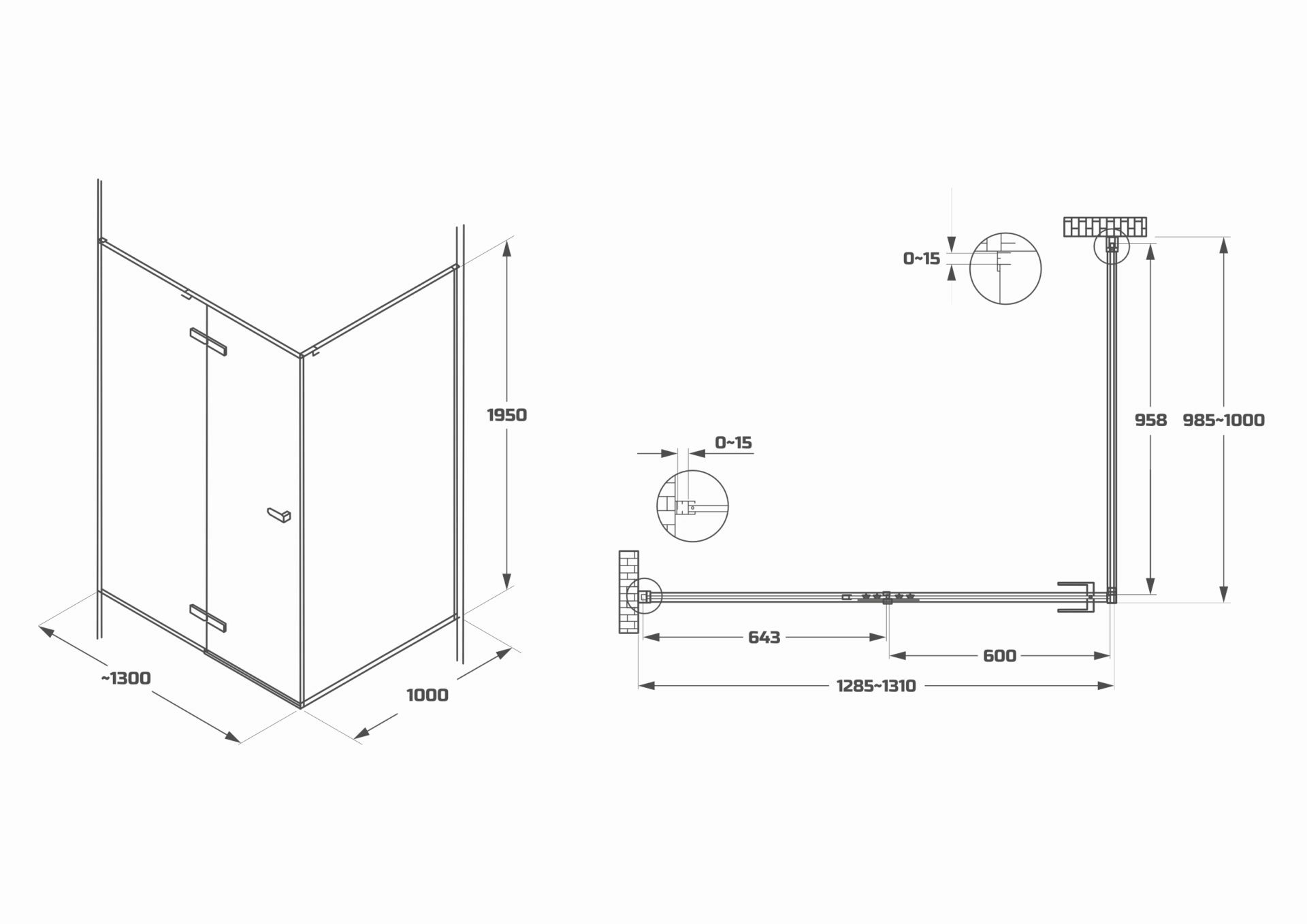 Схема товара Душевой уголок PL-SE101AFF-9 Corner (100*100)