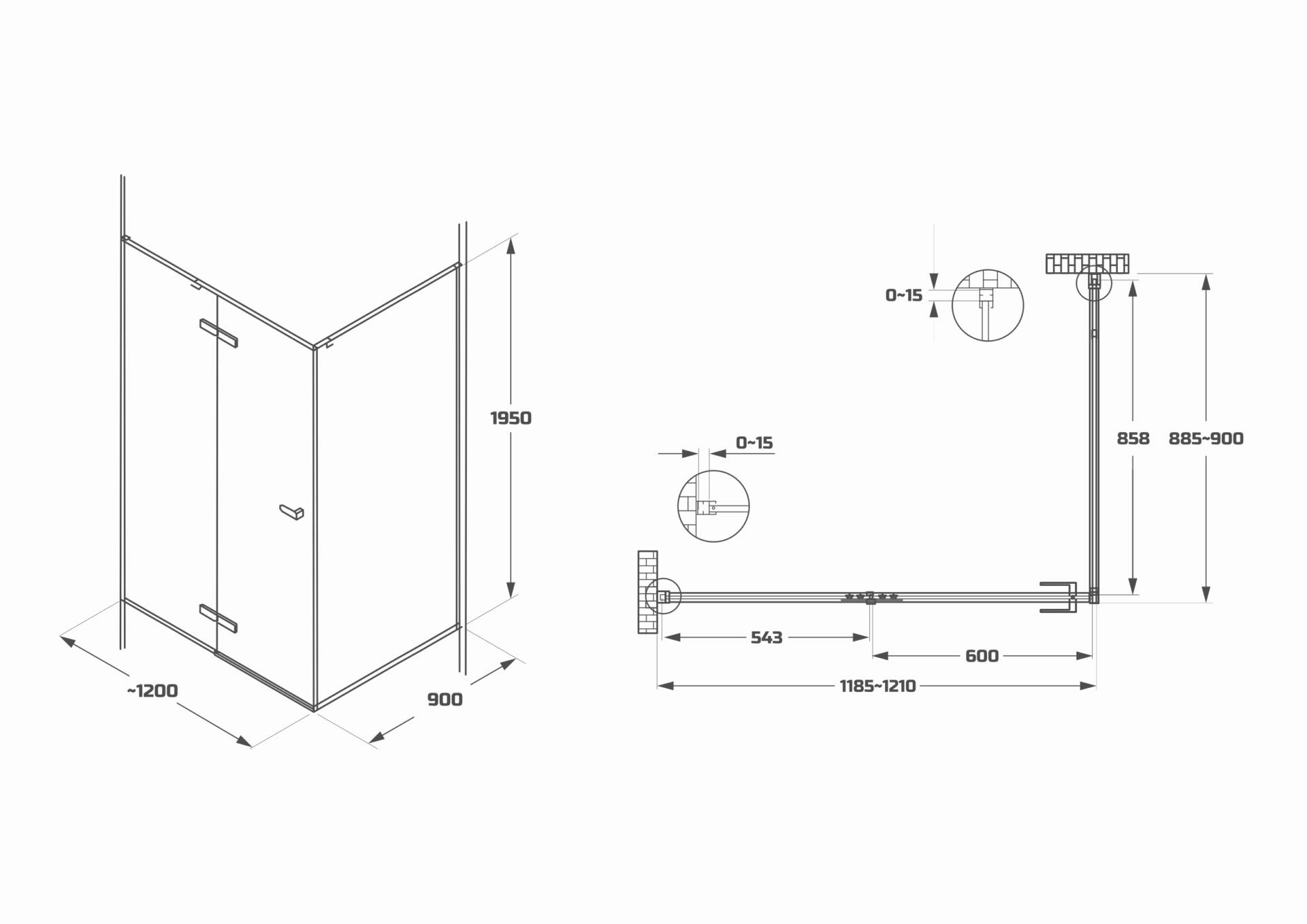Схема товара Душевой уголок PL-SE101ACL Corner (100*100)