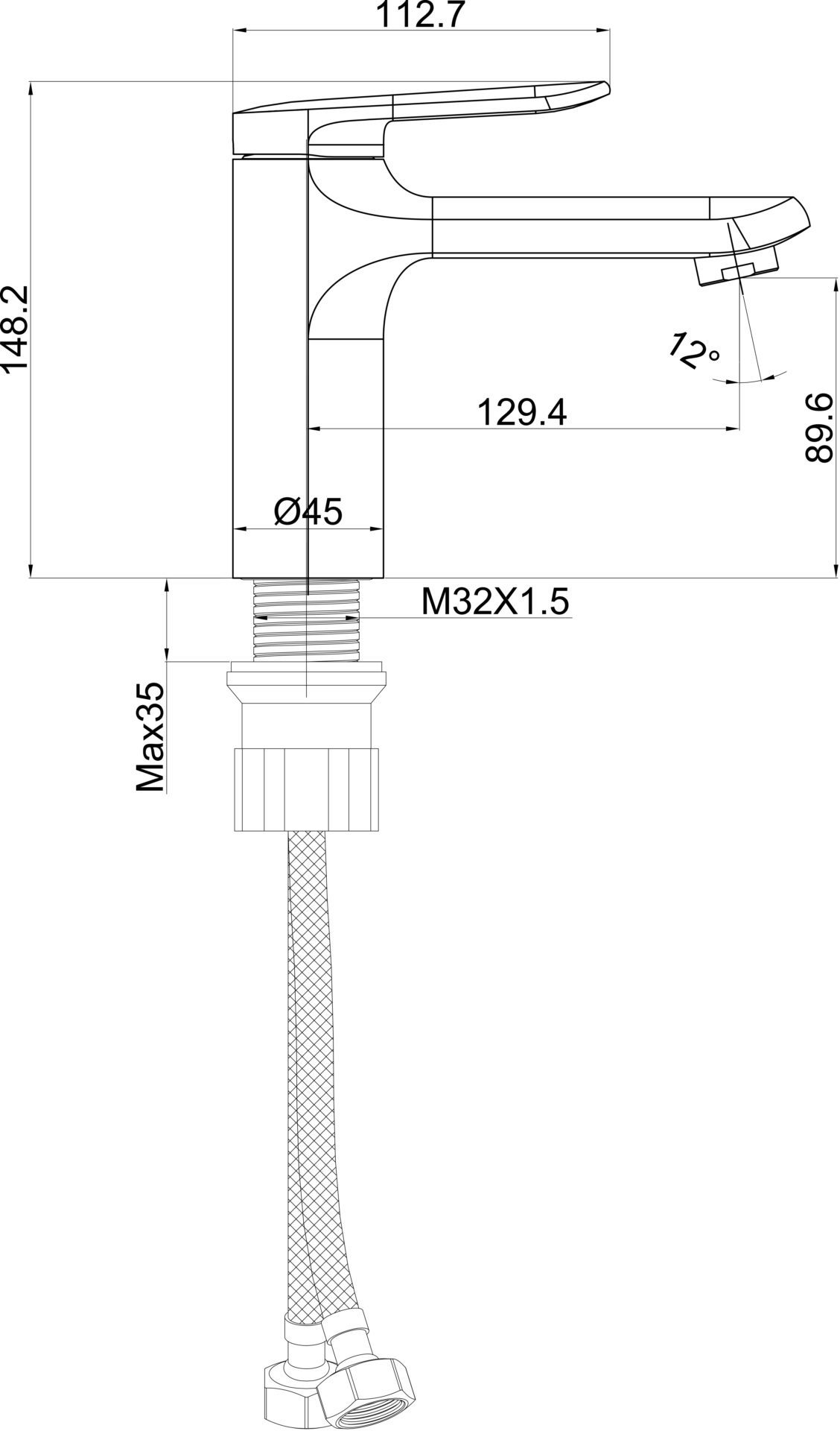 Схема товара Смеситель для раковины PL1071