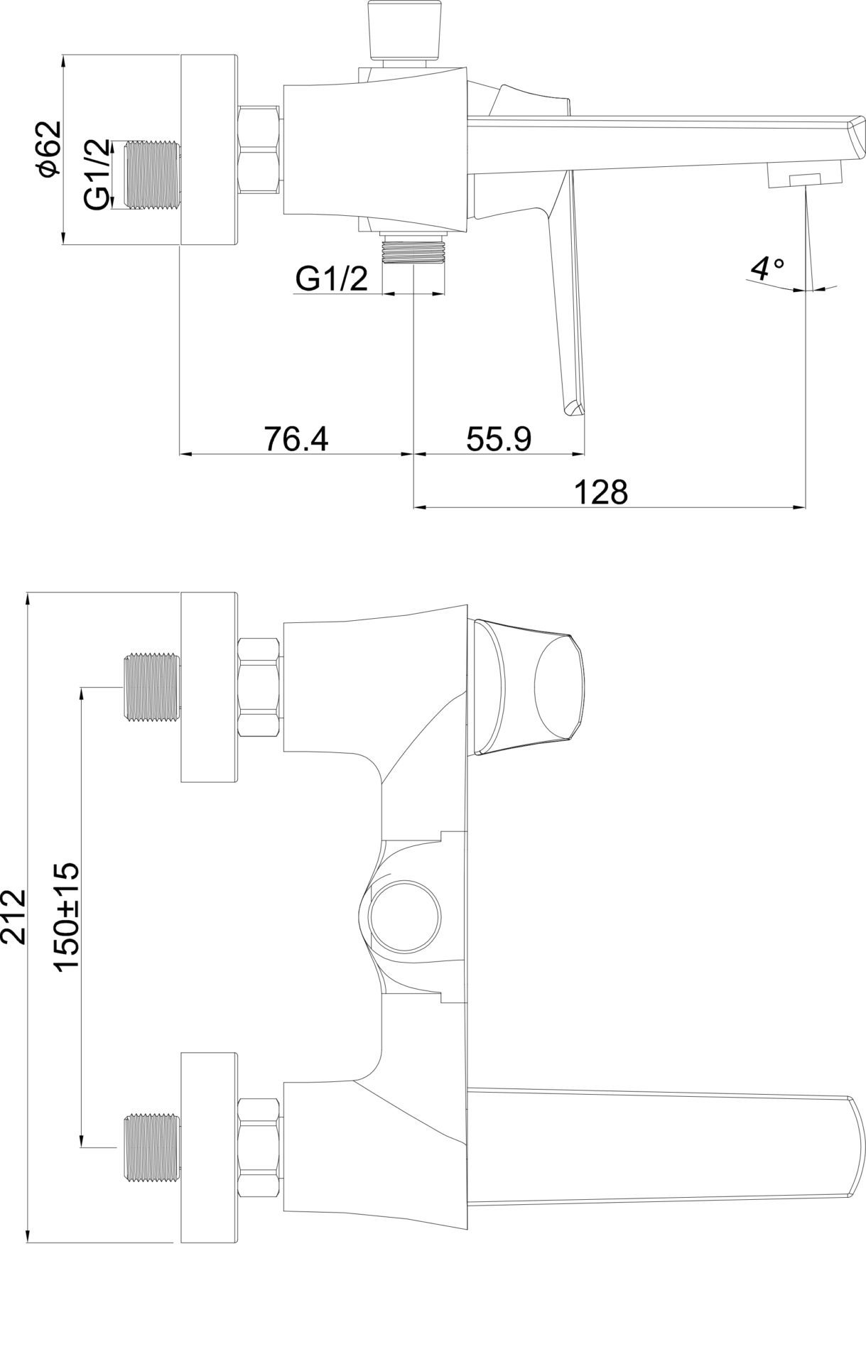 Схема товара Смеситель для ванны PL3285
