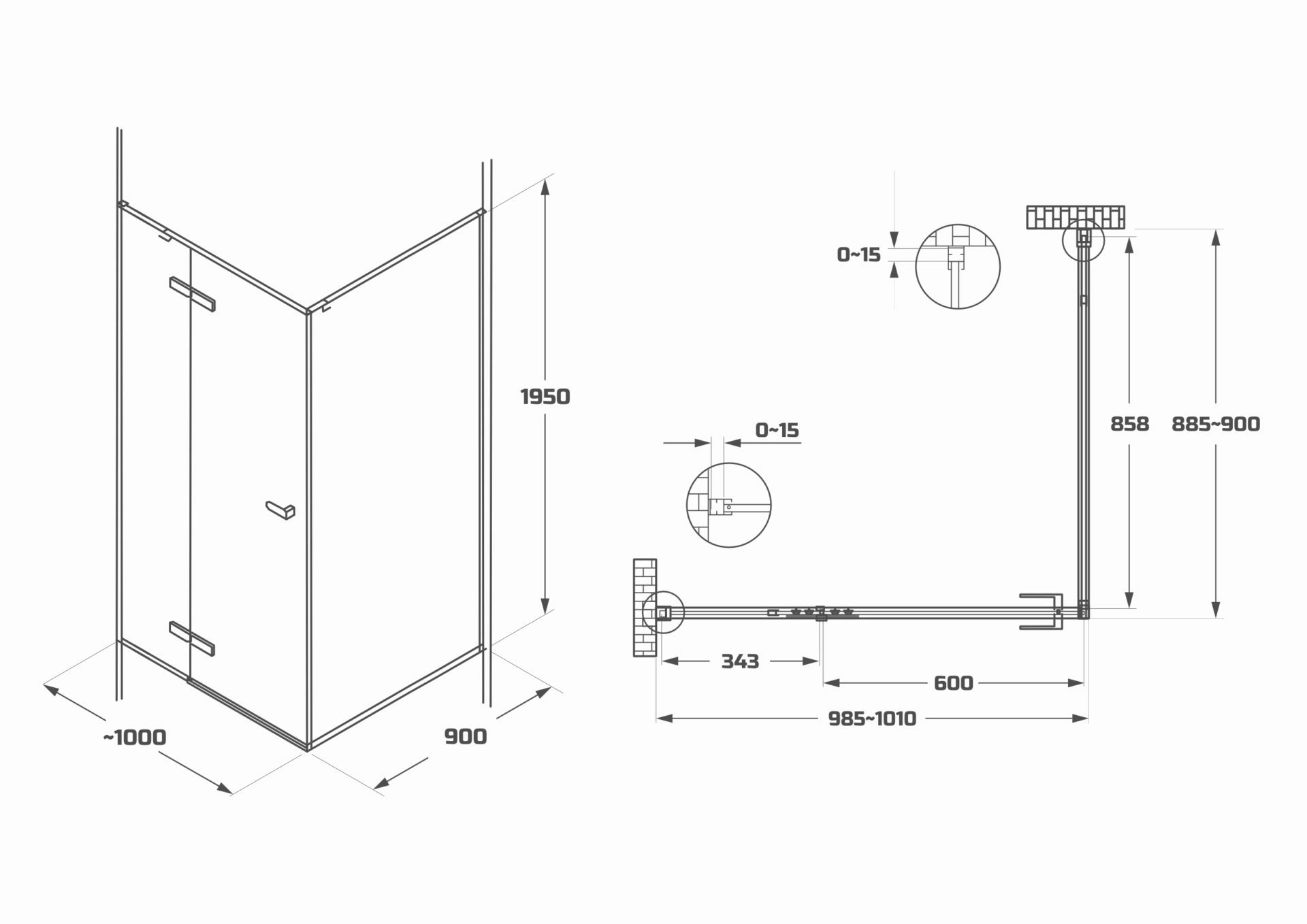 Схема товара Душевой уголок PL-SE101ACL Corner (100*100)