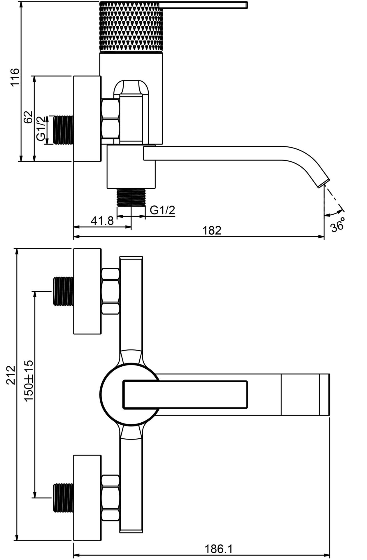 Схема товара Смеситель для ванны PL3284