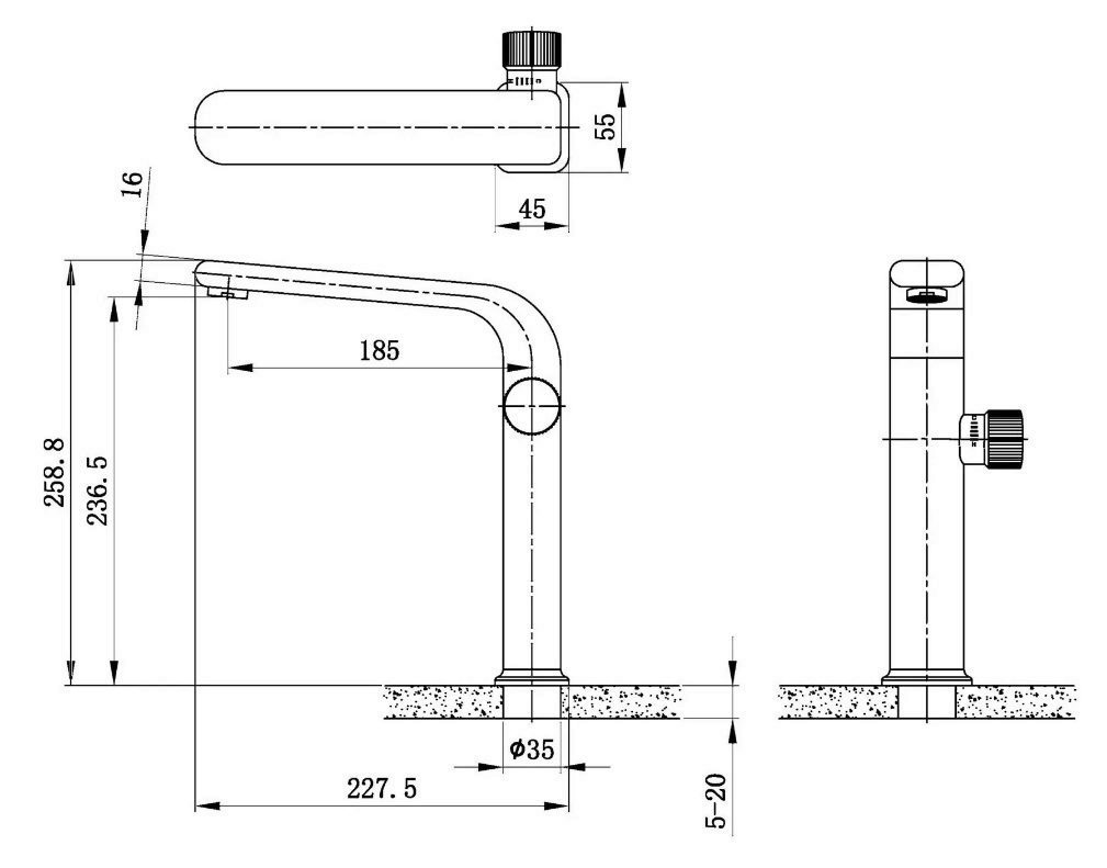 Схема товара Смеситель для раковины PL1197