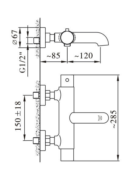 Схема товара Смеситель для ванны PL32110