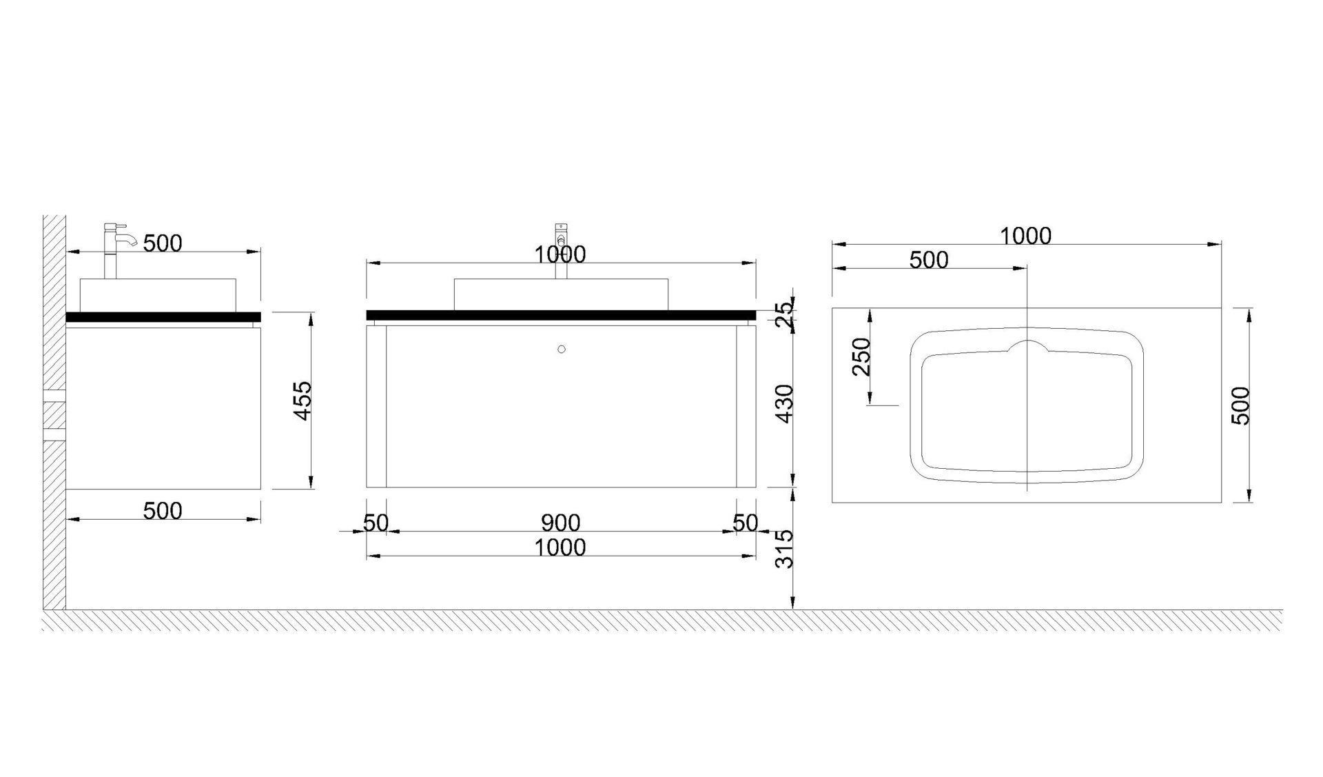Схема товара Тумба со столешницей NOCHE-1200-base