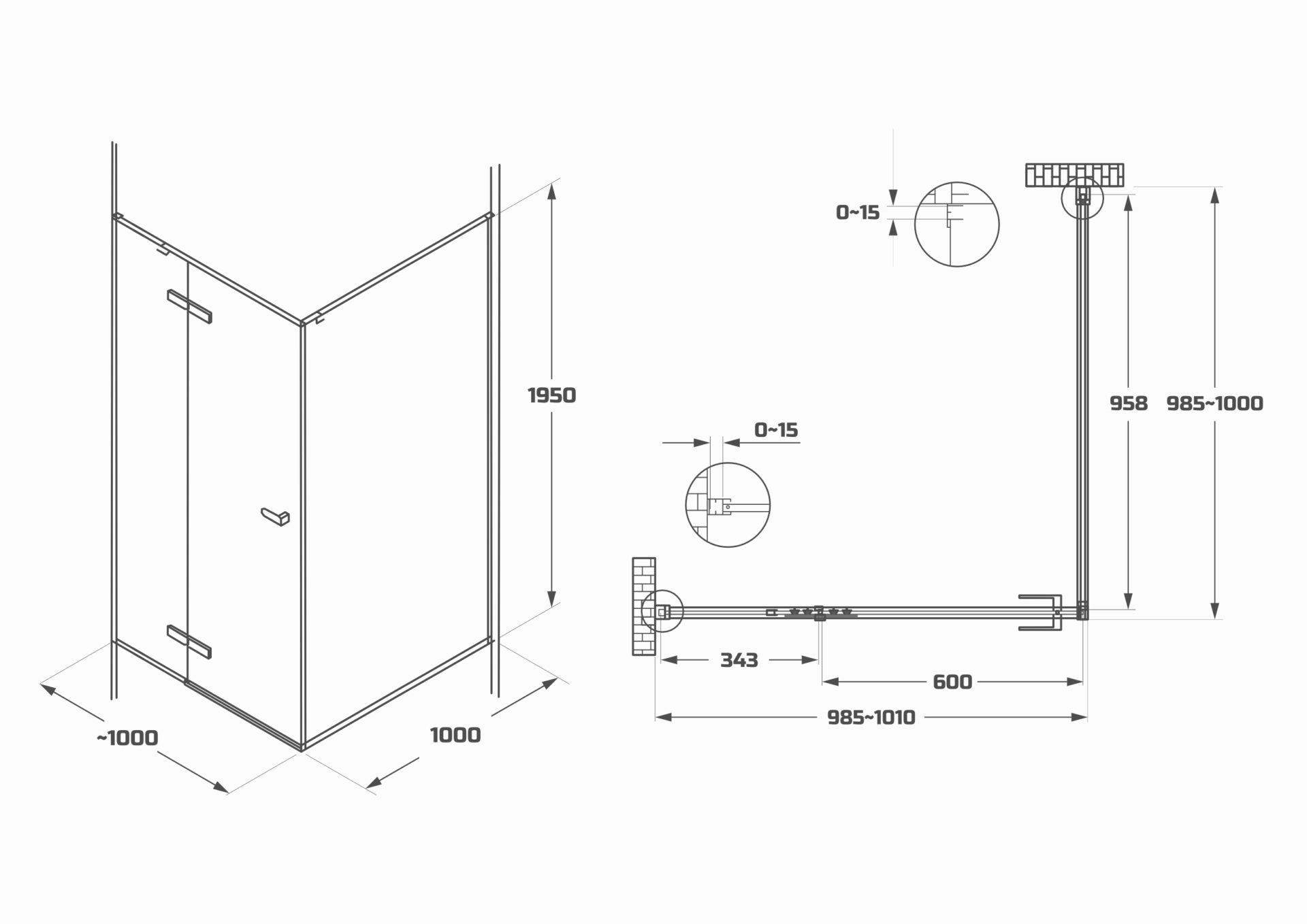 Схема товара Душевой уголок PL-SE101ACL Corner (100*100)